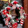 Indoor Holiday Party Supplies 12/24/36 Pcs Wooden Candy Cane Christmas Ornaments, Hanging Lollipop Ball Decor, Double-Sided Vintage Style Xmas