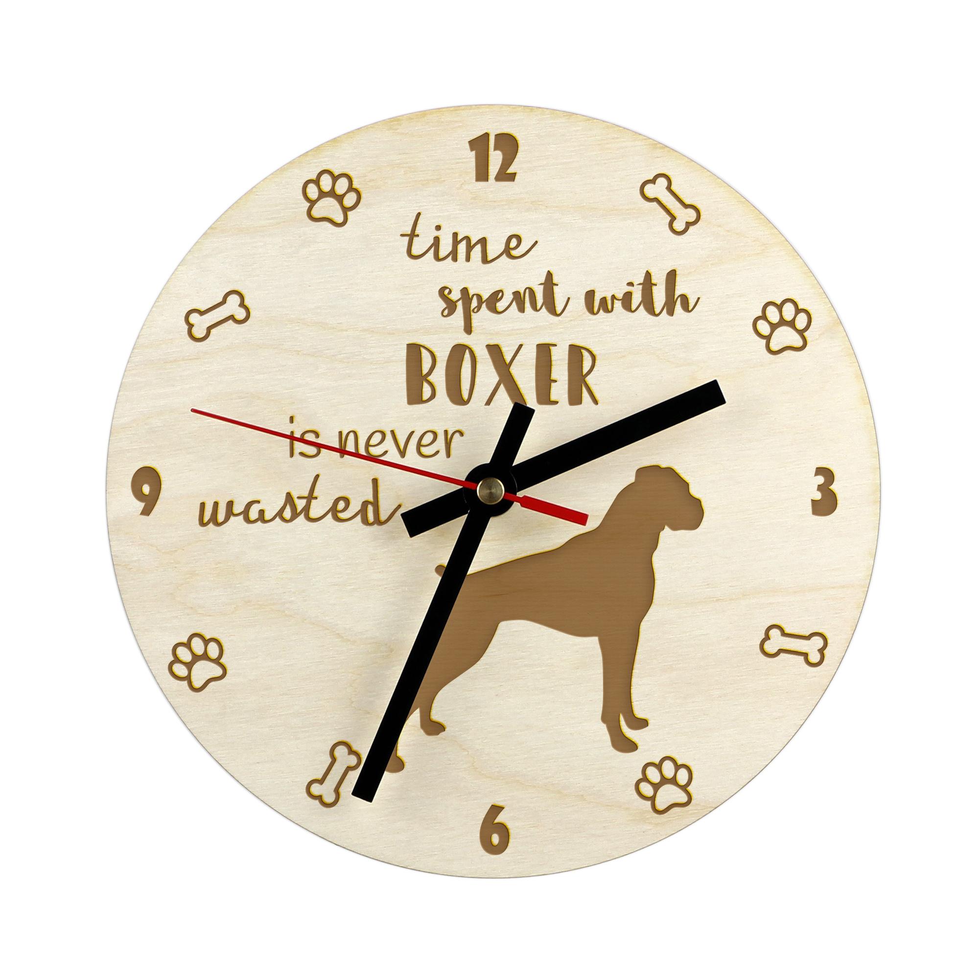 

Boxer, German Boxer II - clock with dog, wooden clock with engraving, personalised clock by Art-Dog