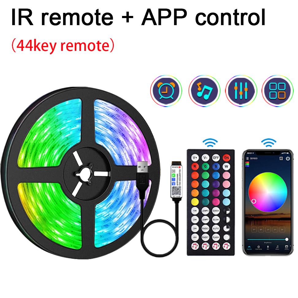 

USB светодиодная лента RGB 5050 Bluetooth управление Luces светодиодное освещение музыка синхронизация гибкая лента для декора комнаты подсветка телевизора 1m