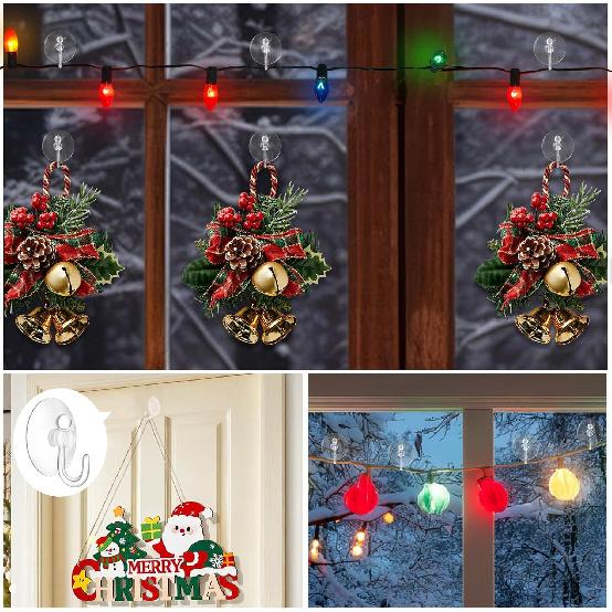 20Pack Suction Cup Hooks 1.2Inch Clear PVC Suction Cups Hooks, Removable and Reble Utility Hooks for Glass Windows, Mirrors, Doors, Tiles, Shower,