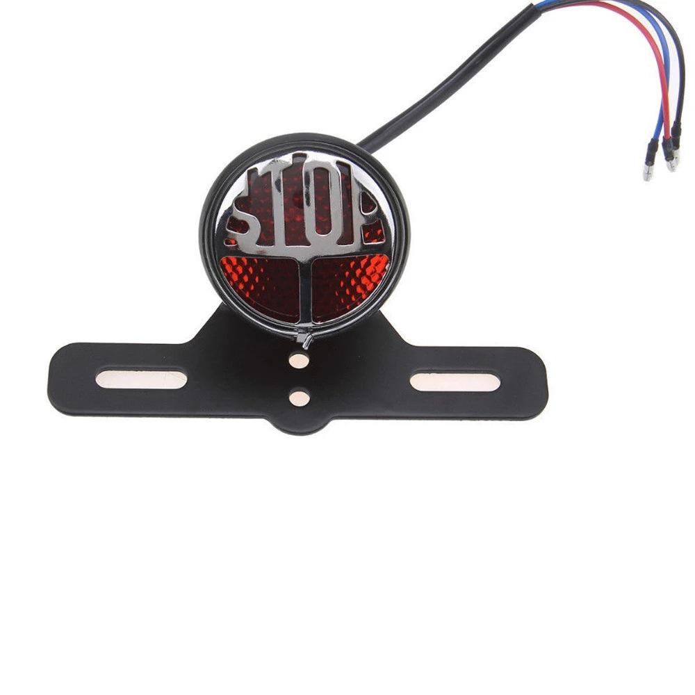 Retro Runde Metall Motorrad Rückleuchte mit STOP Bremslicht