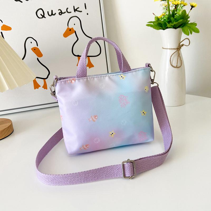 Adorable Korean Style Children's Mermaid Print Canvas Crossbody Bag For Girls