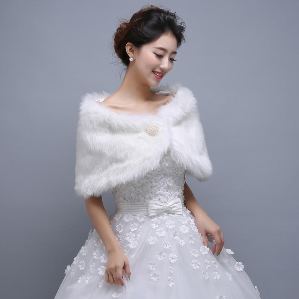 Ticken Warm Wedding Faux Fur Shawl Faux Fur Rabbit Fur Scarves Soft Cloak Plush Shawl  Women