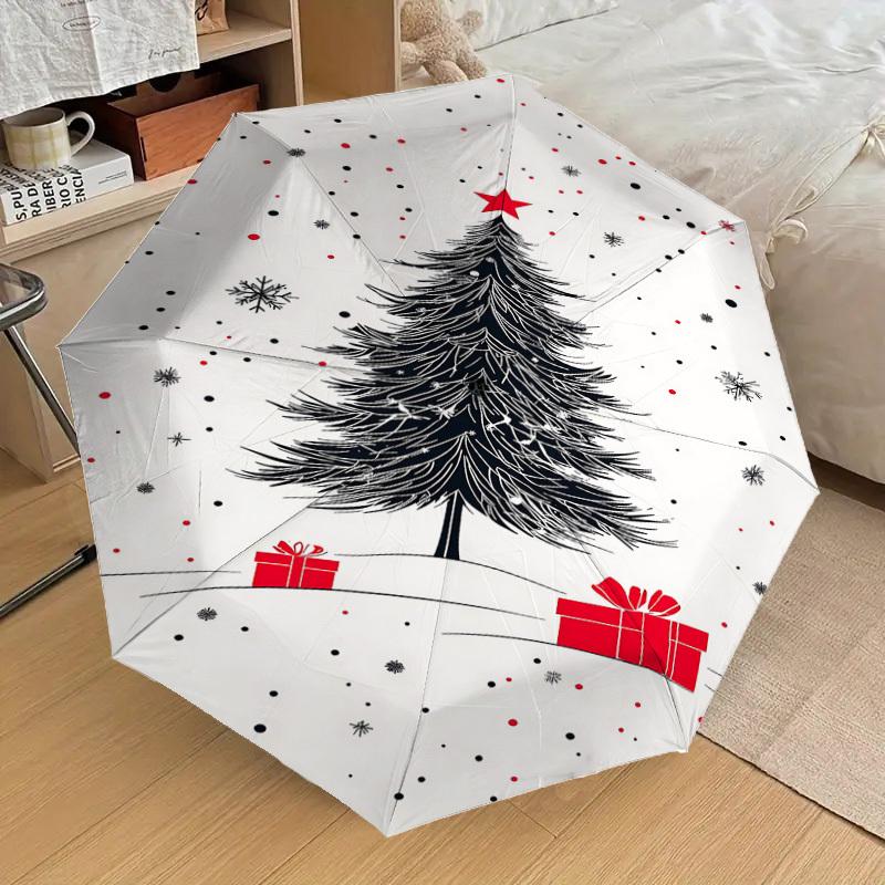 1pc Christmas tree Automatic Open/Close Umbrella Compact Folding Umbrella with 8-Rib Shaft for Women/Men, Elegant Birthday1230S