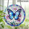 2D Flat Acrylic Butterfly Flower Suncatcher Decorative Hanging Ornament, 7.87/11.81inches Stained Spring Summer Home Balcony Window Wall Garden Tree
