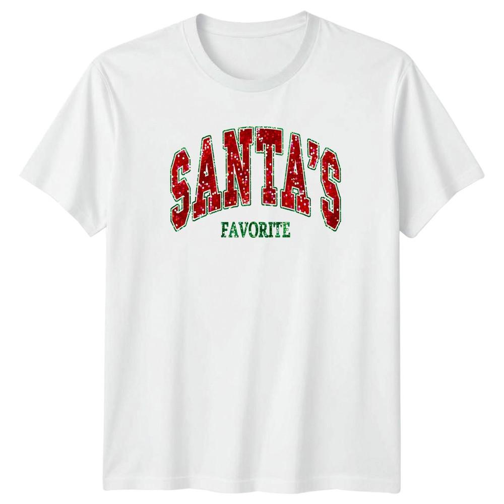 Santas Favorite Christmas Holiday Unisexs TShirt Unisexs Tee Graphic Shirt S