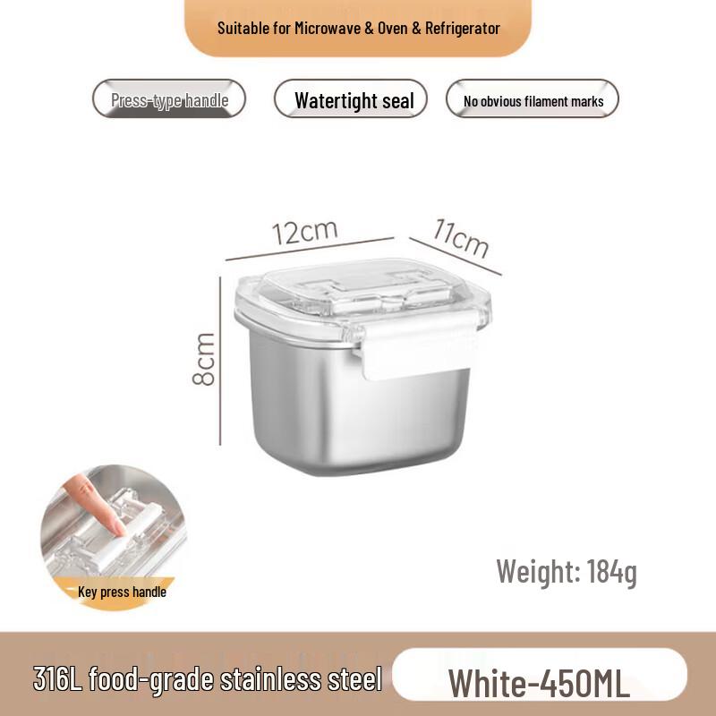 

316L Stainless Steel Food Storage Container with Handle