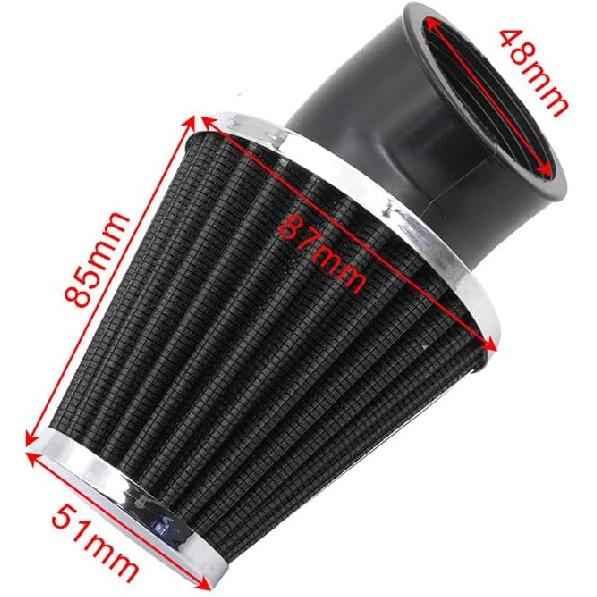 High Performance 48mm Motorcycle Air Filter, Dirt Bike Air Filter Compatible with HONDA YAMAHA SUZUKI ATV SSR TTR Dirt Bike, Inlet ID 48mm-Black