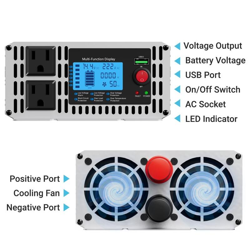Pure Sine Wave Inverter 12V 24V DC To AC 110V 120V 4000W 5000W 3000W Voltage Converter Portable Car Converter Solar LED Inverter