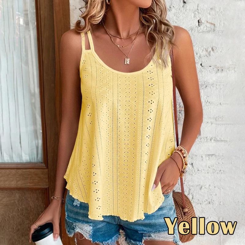 2025 Women's European & American Sleeveless Round Neck Jacquard Tank Top