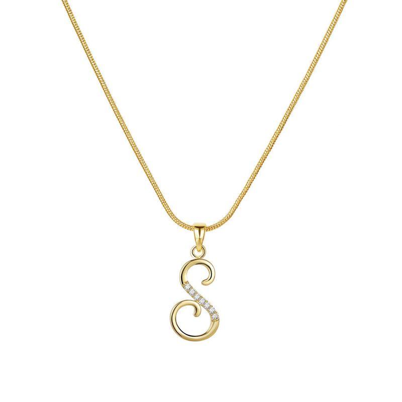 Europe and America Cross Border 26 Letters Copper Inlaid Zircon Snake Chain Necklace Letter Gold Pendant Creative Minimalist Letters