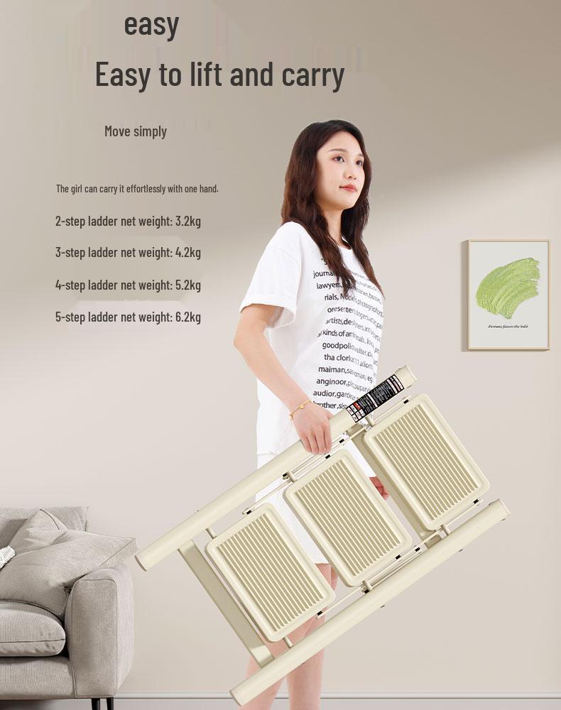 Folding Telescopic A-Frame Multi-Use Ladder - 3/4 Step Indoor Thickened Climbing Ladder