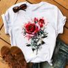 Women Graphic Flower Floral Printed T-shirts Cute 90s Style Vintage Print Tops Lady Tees Clothing Female T Shirt Womens T-Shirts
