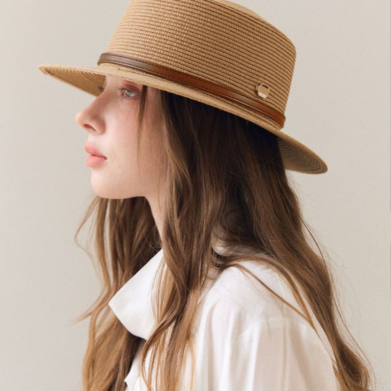 

ACCLET Раттан Широкополая Шляпа Панама с Плоской Тульей H023KH Khaki