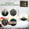 12 Glitter Velvet Christmas Ornaments 2.36" Shatterproof Plush Decor Hanging Tree Accessories for Windows Walls Porch Fireplaces