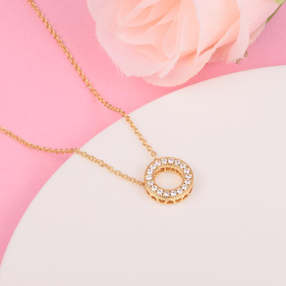 Pave Circle Collier Pendant & Necklace 925 Sterling Silver Necklaces for Women Original Jewelry Gift Colares New