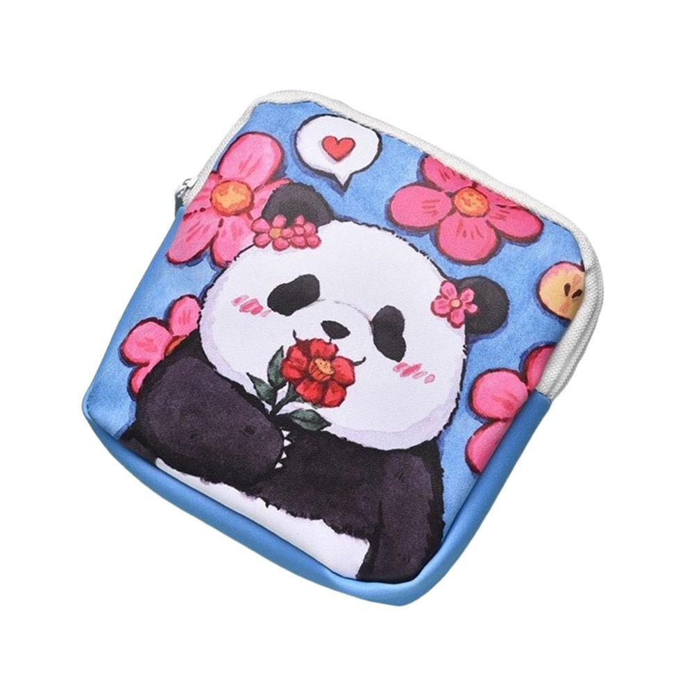 

Cute Panda Sanitary Pads Bag Large Capacity Earphones Data Cable Storage Period Bag Multi Function Waterproof