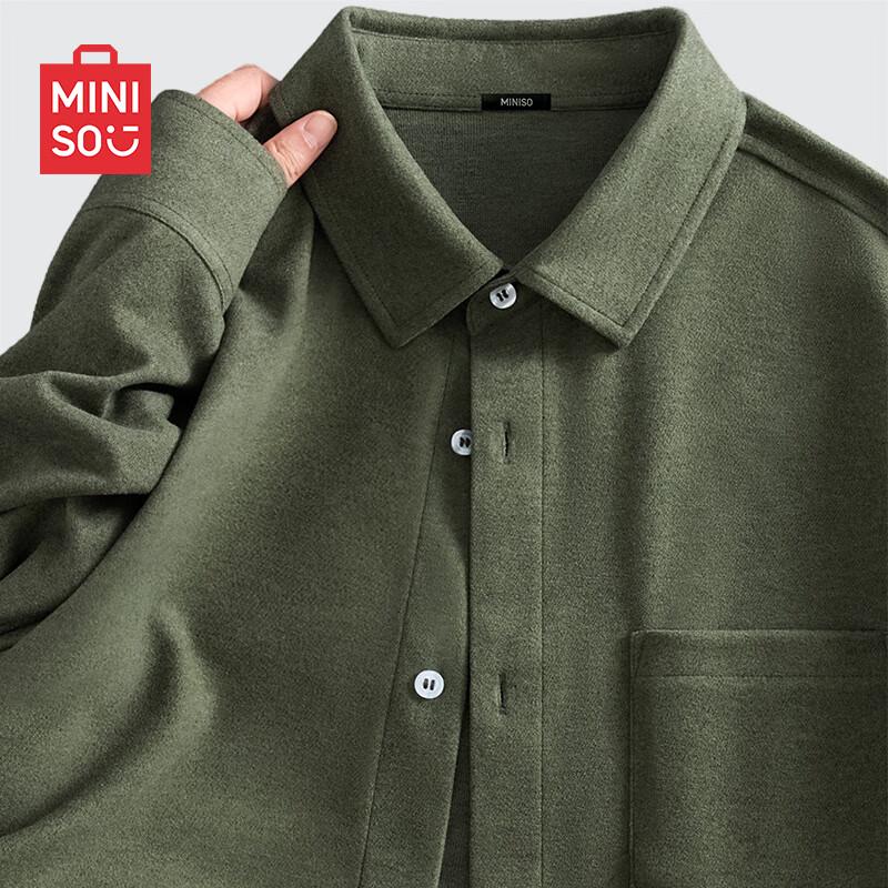 MINISO Men s Heavy Flannel Wrinkle-Free Long-Sleeve Shirt 2XL