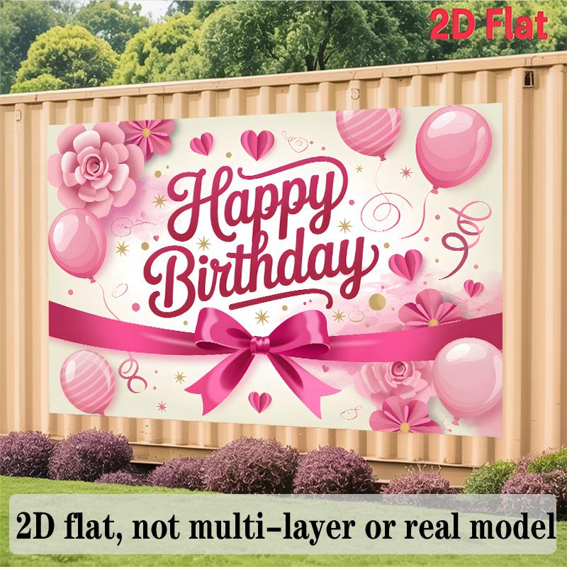 Party Backdrop Pink Flat Roses Bows Balloons Event Backdrop Decoration Birthday Party Decor