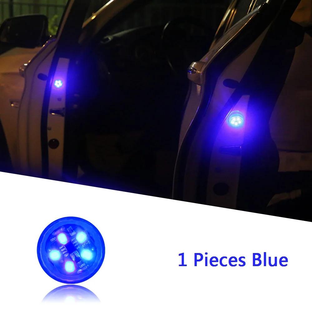 1-4pcs Universal LED Car Opening Door Safety Anti-collision Lights Magnetic Sensor Strobe Flashing Alarm Lights Parking Lamp Neon Lights 4