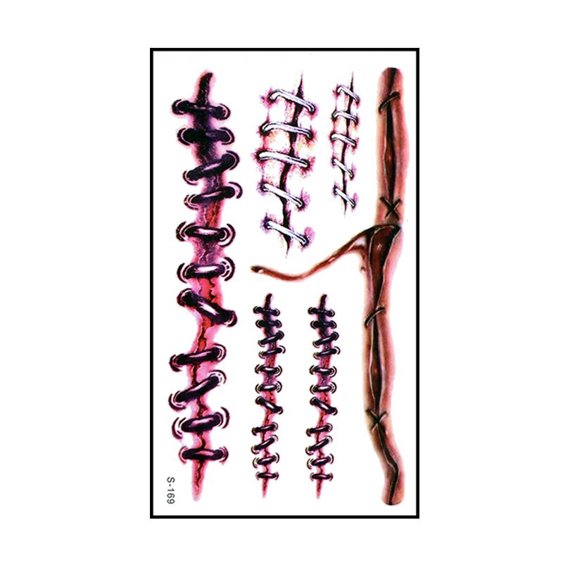 10 szt. Naklejka Tatuaż Halloween Horror Krwawa Rana Blizna Zombie Wodoodporne Tatuaże Tymczasowe DIY Impreza Body Art Makijaż Dzieci Dorosły