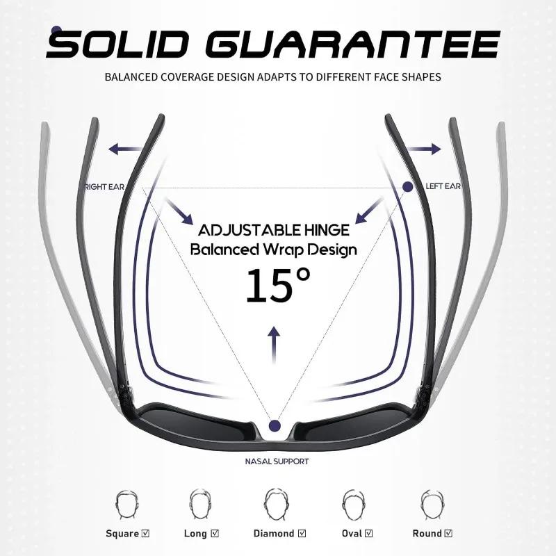 Fshionable Square Large Frame Riding Sunglasses New Men's Sports Polarized Sunglasses Outdoor Driving UV Resistant Sunglasses