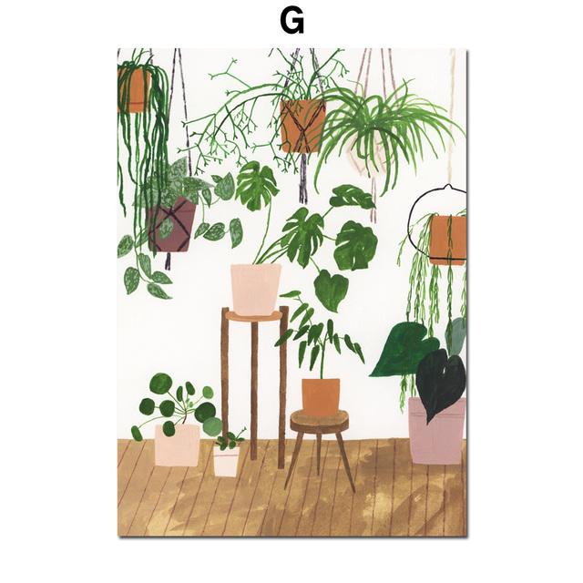 

Плакат на холсте с изображением скандинавского растения «Девушка в саду», принты с абстрактными пальмами и листьями для декора спальни и гостиной без рамки 21*30cm No Frame