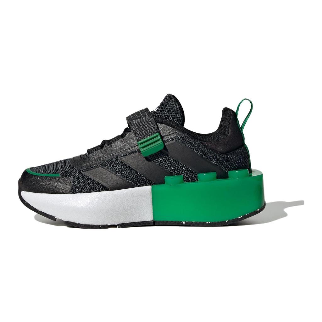 LEGO x Adidas Tech Rnr Tela Cómoda Resistente a la Abrasión Caña Baja Zapatos de Estilo de Vida para Niños Negro Verde ID de Niño ID9524