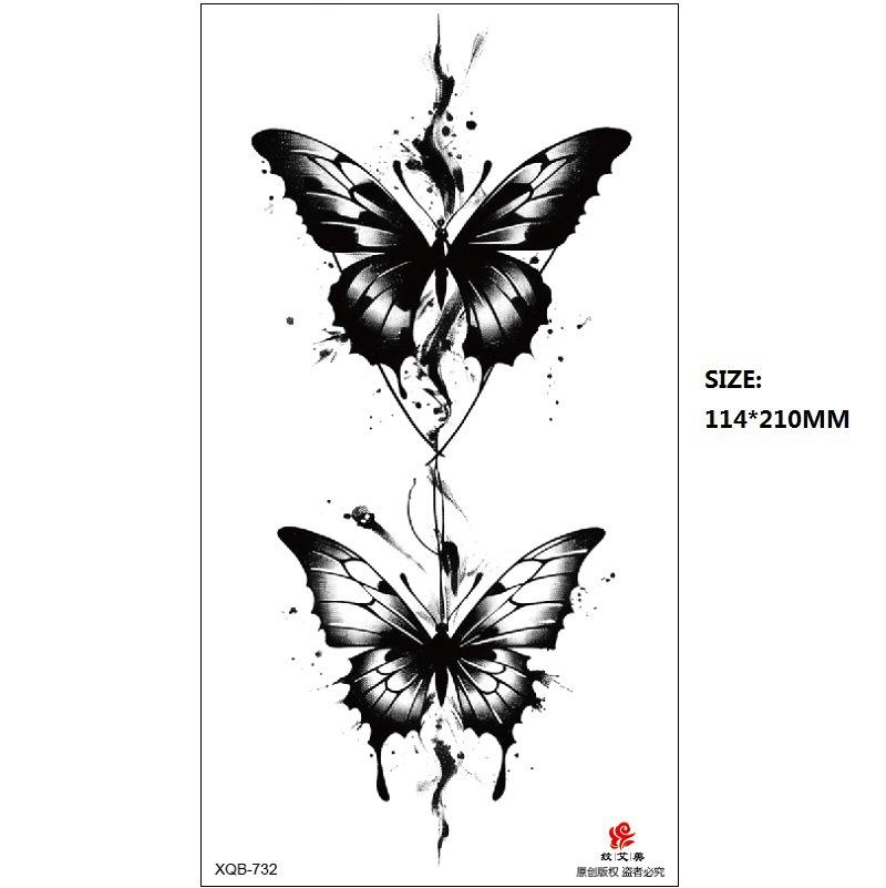 Emmy Black Series Butterfly Rose Flower Tattoo Sticker Set Water Transfer Paper