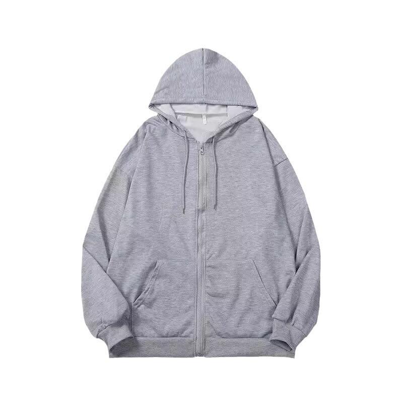 Unisex Trendy Loose Fit Casual Hooded Zip-Up Cardigan with Velvet Lining