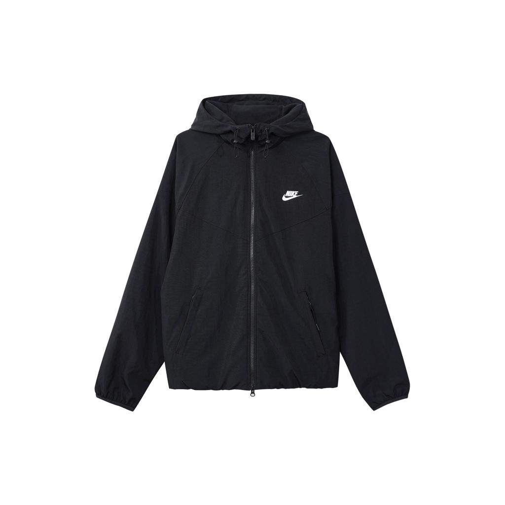 Nike Windrunner Pánská ležérní bunda s kapucí a zapínáním na zip, jednobarevná, černá FB8619-010