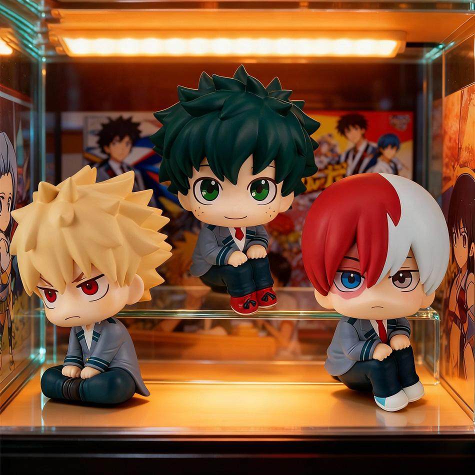 Bestseller! Super Cute Chibi Academy-Style PVC Figures (Izuku Midoriya / Katsuki Bakugo / So Todoroki) – Collectible Toy