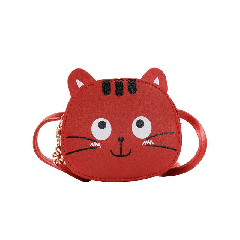 Niedliche Katzen-Münzbörse Mini-Umhängetasche Weiches Leder Kleines Mädchen Kleine Reißverschluss Cartoon-Umhängetasche für Geschenke Schlüsseltasche
