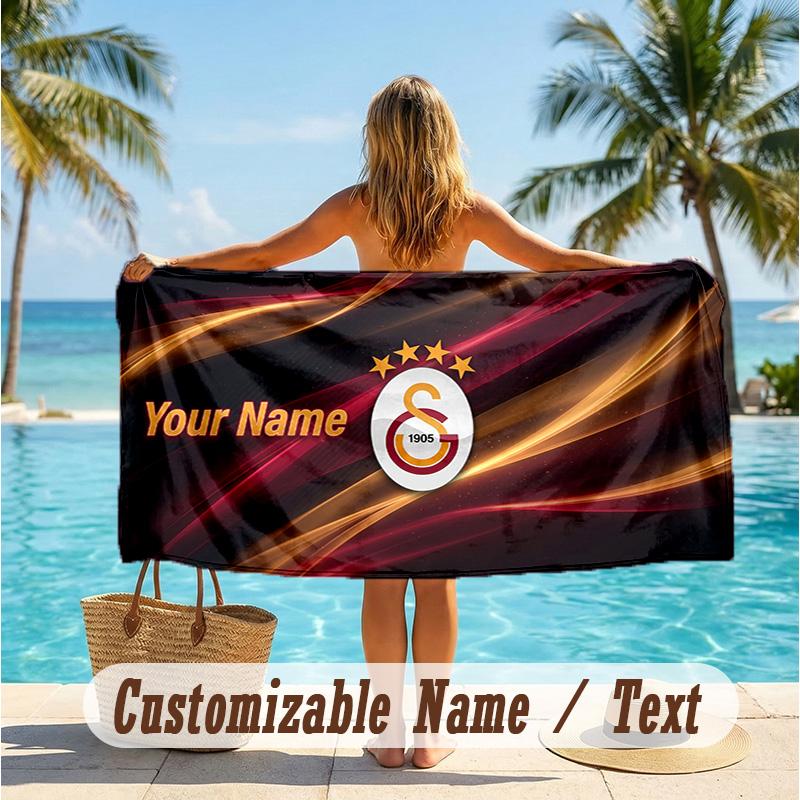 Custom Text Beach Towel, Soft Absorbent Swimming Multi-use TowelGalatasaray FC