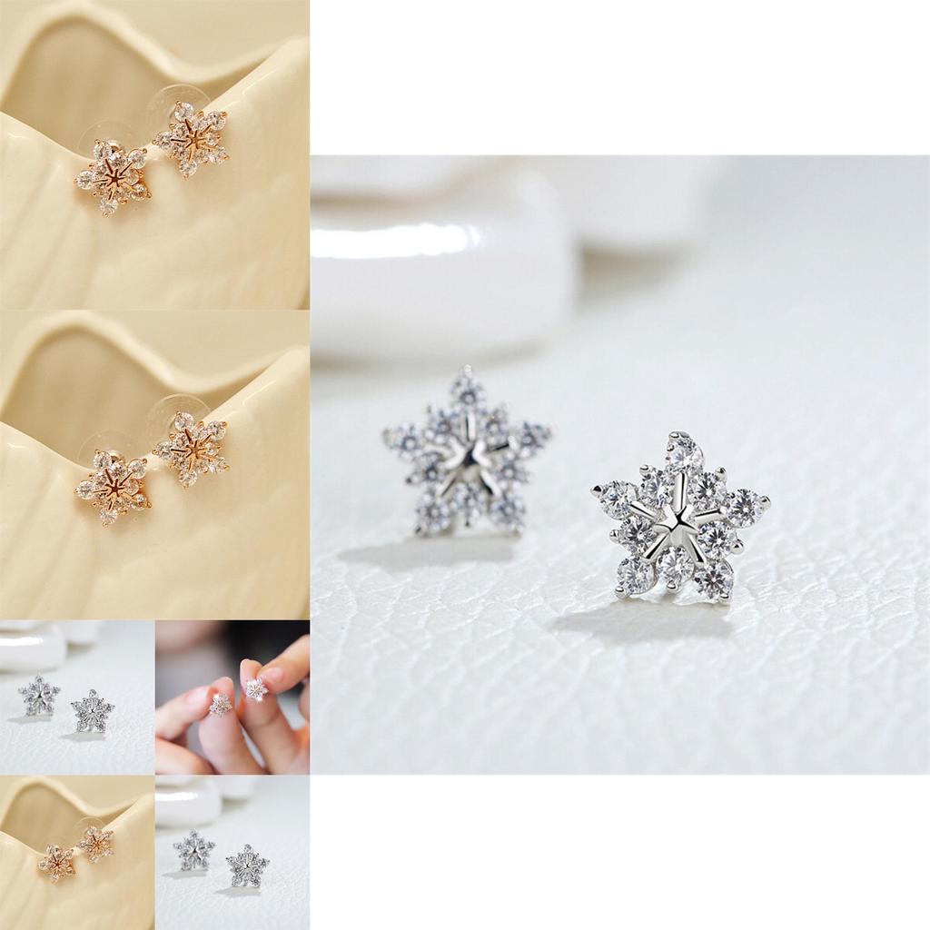 Feiertags-Schneeflocken-Ohrstecker mit Silberfinish für Damen Geschenk-Accessoire