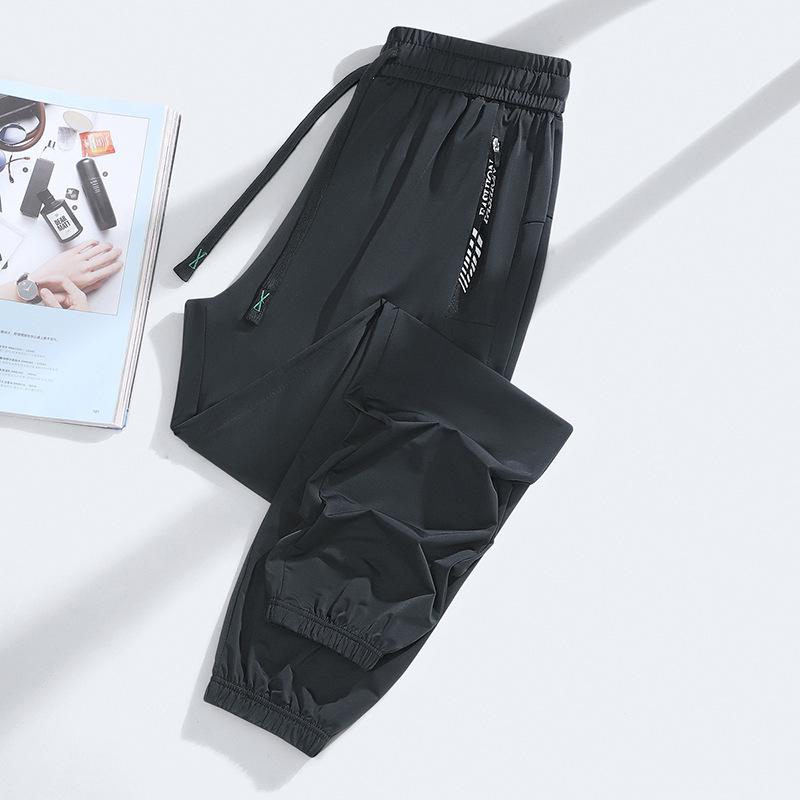 Men's Thin Ice Silk Summer Joggers: Breathable, Quick-Drying, Sun-Protective Running and Sports Pants for Outdoor Activities