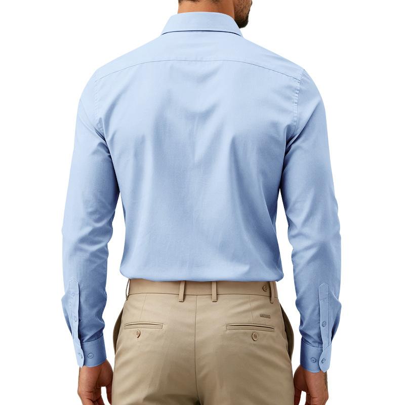 Men S Solid Long Sleeve Button Up Shirt Business Casual Top