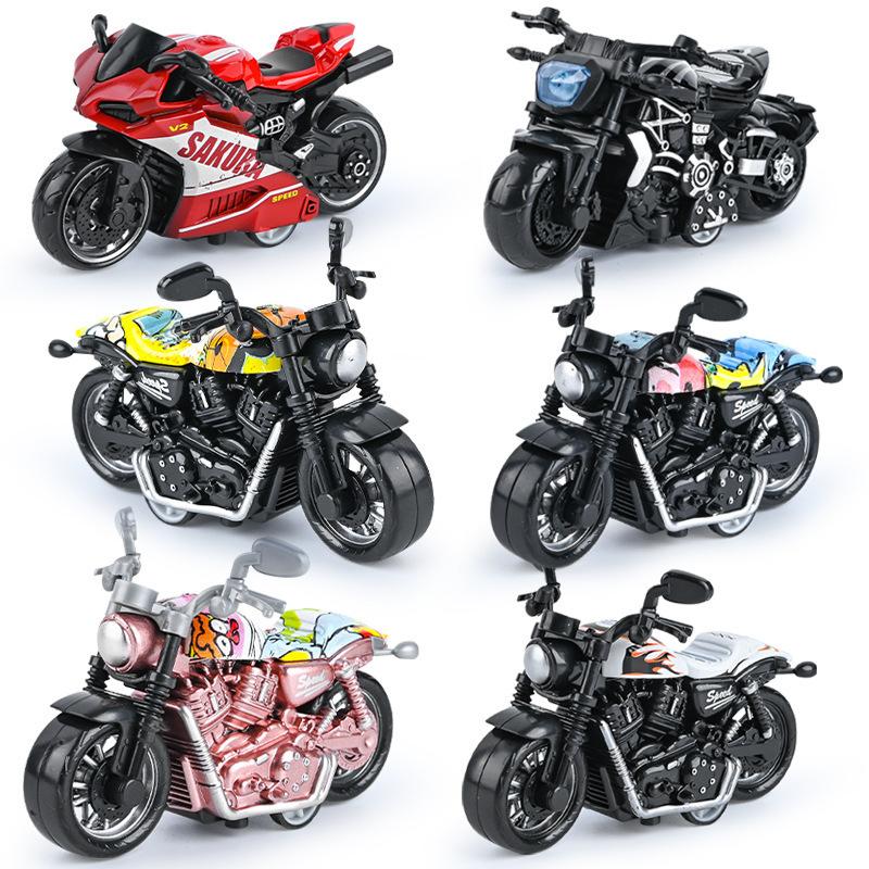 Children'S Toy Boy Simulation Alloy Motorcycle Model Ornament Pull Back Inertia Toy Car Keychain Stall