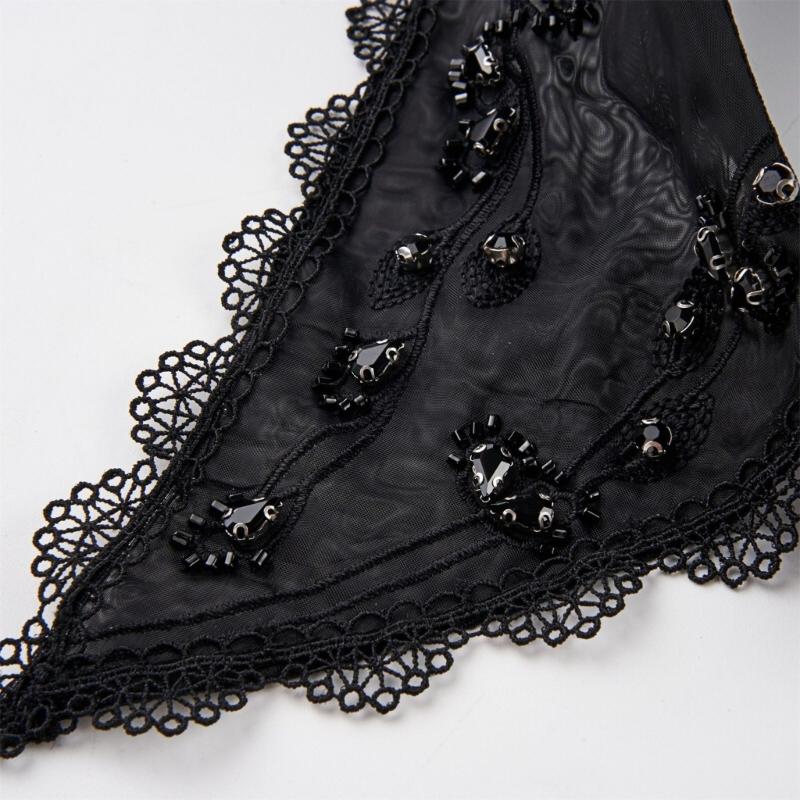 Falscher Kragen für Damen mit bestickter Organza-Spitzenborte für Kleider und Strickwaren zum Schichten, täglicher Gebrauch