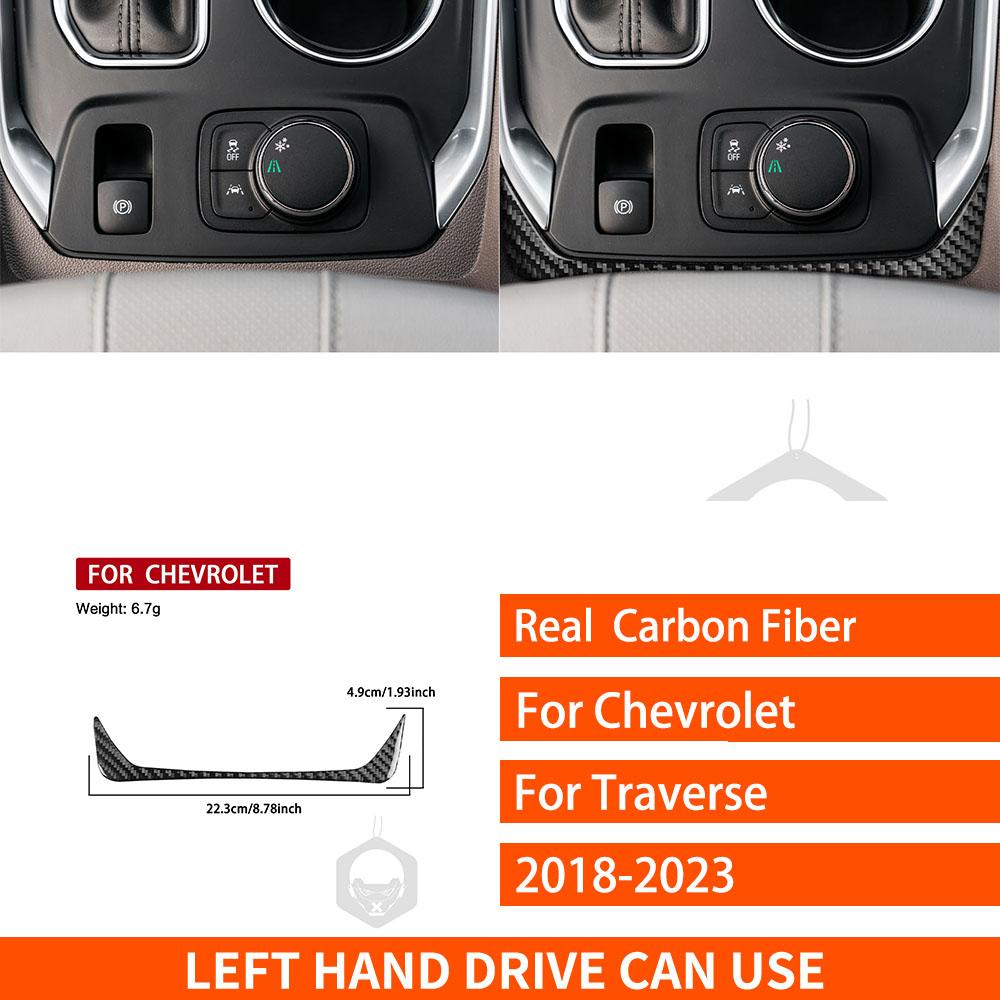 For Chevrolet Traverse RS LT 2018- Real Carbon Fiber Sticker Central Gear Shift Outer Frame Panel Car Accessories Decorative