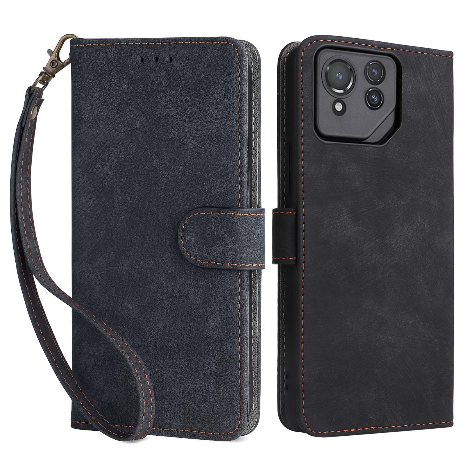

For Asus ROG Phone 8 Pro 5G/8 5G Case RFID Blocking Wallet Cover with Hand Strap A