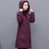 Velká velikost XL-6XL Dámské zimní vycpané kabáty středního věku s kapucí Ležérní Silné teplé zimní bundy Žena Elegantní dlouhé parky
