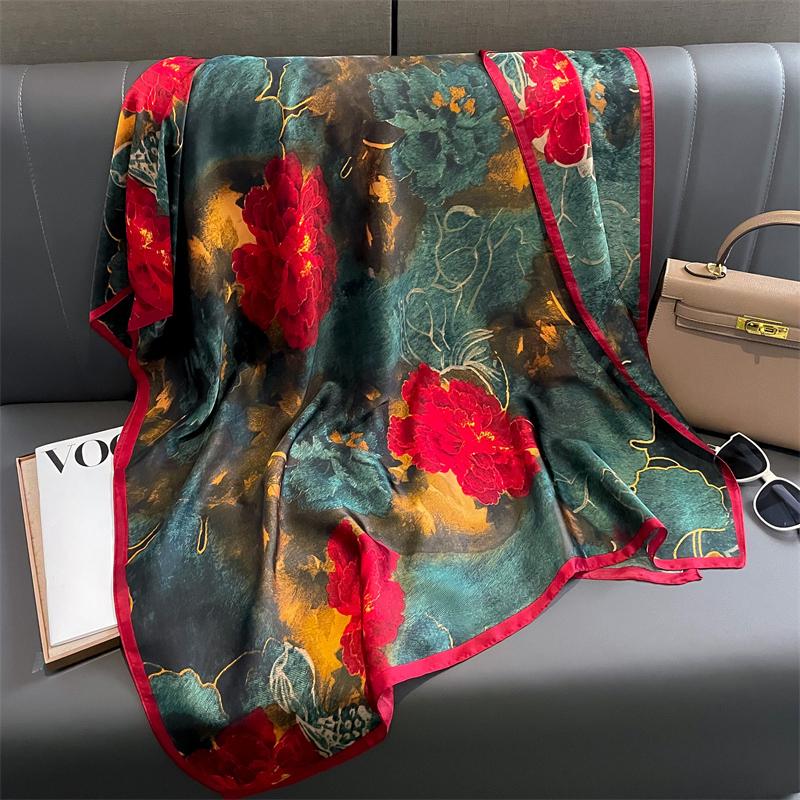 Luxury Brand Large Silk Scarf Women Fashion Print Shawls And Wrap Bufanda Foulard Female Beach Scarves Thin Soft Stoles Bandana