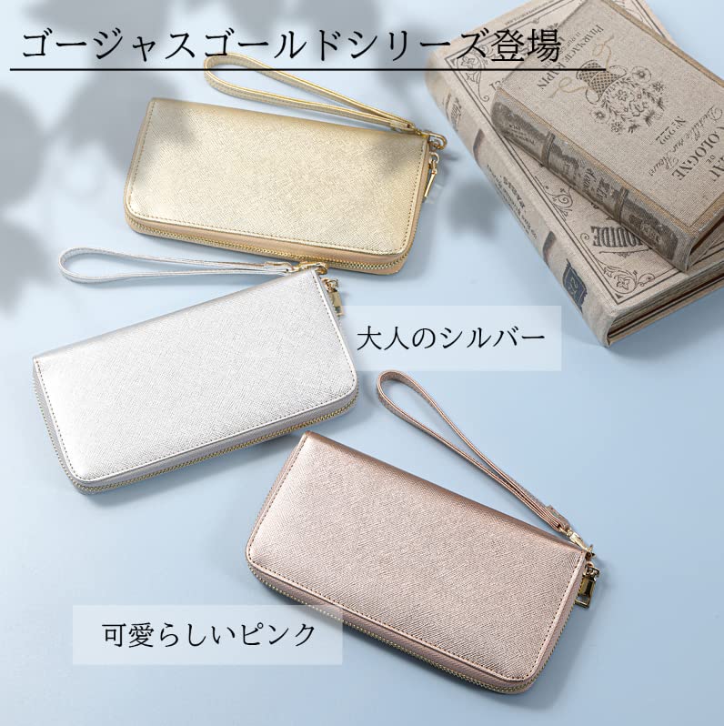 ORION Welt Auswahl Echtes Leder Lange Geldbörse (Wunderschönes Silber) Damen Geldbörse (RundreißverschlussGroßes Fassungsvermögen) Mondlicht Geschenk