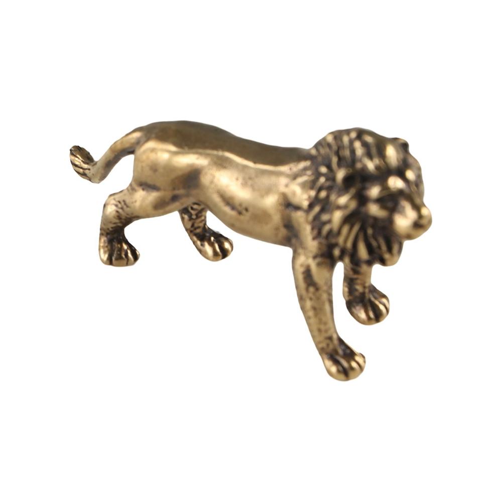 Copper Lion Statue Cute Mini Lion Sculpture Brass Lion King Figurines  Office Decoration