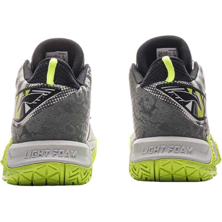 Li Ning Kids Basketball Comfortable Soft Durable Mid-Top Basketball Shoes Kids Sneaker Light-Lime Asphalt-Gray YKBV058-1