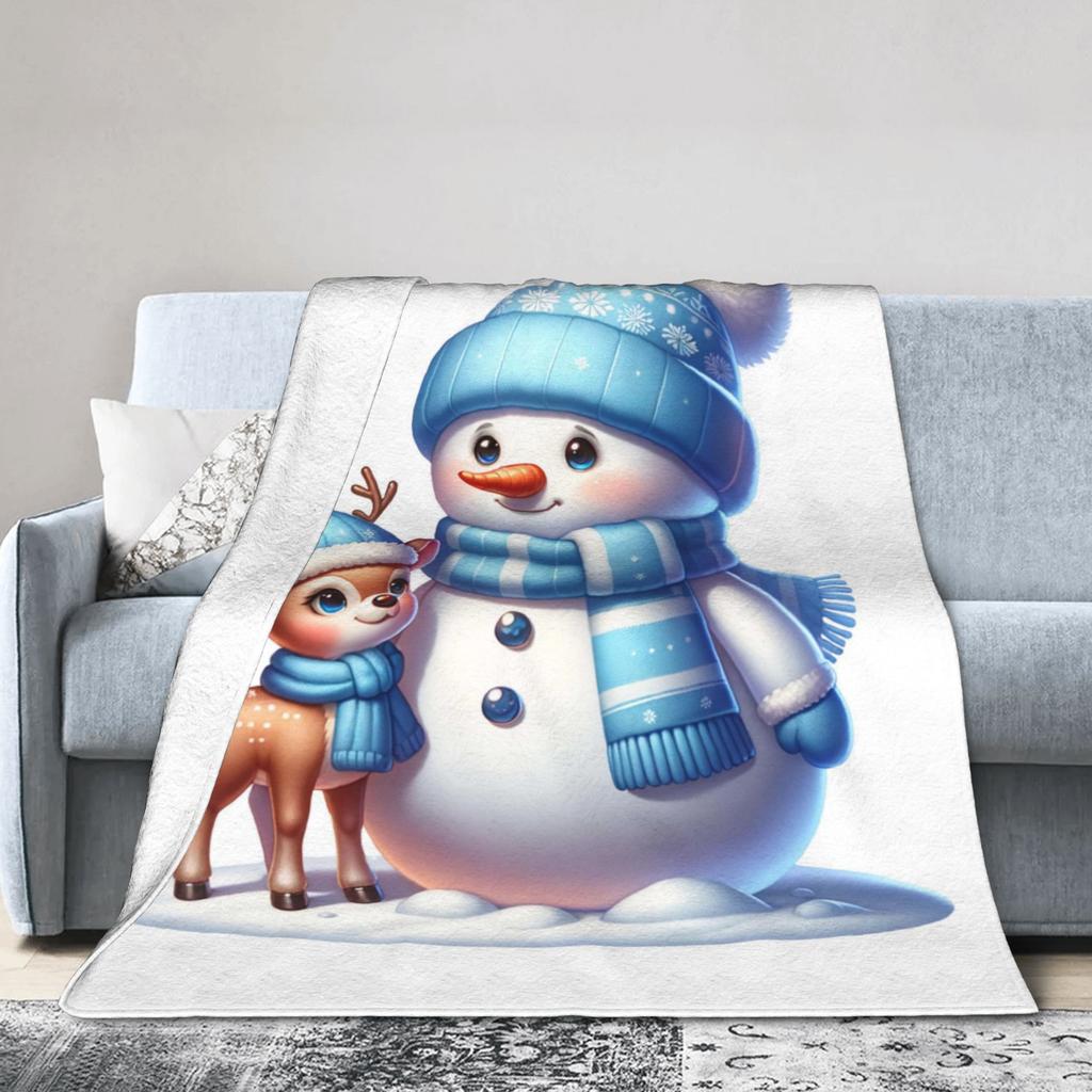 Christmas Snowman Plush Blanket Girls Boys  Flannel Bedding Throws For Outdoor Warm Soft Design Quality Bedspread Gift