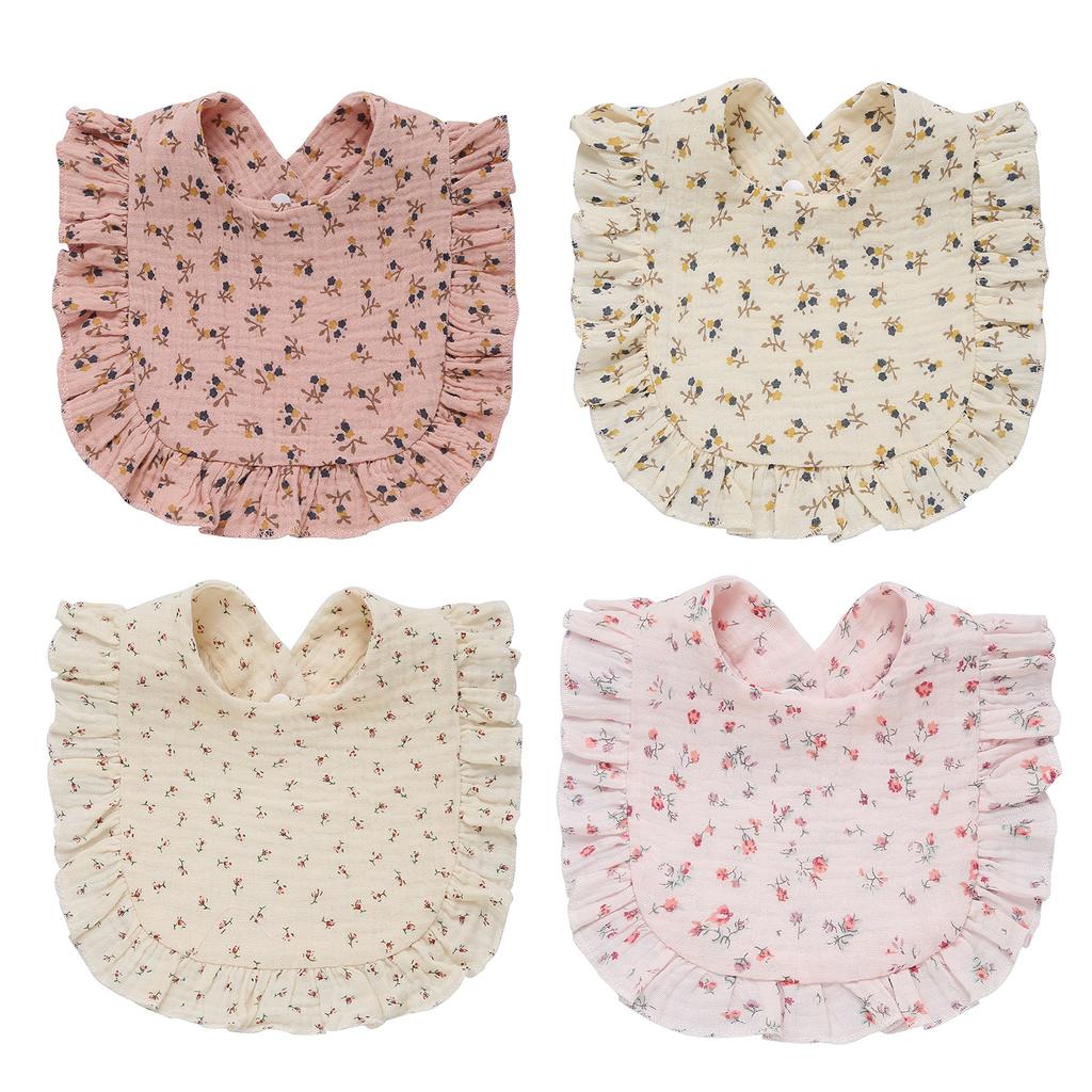 Floral Feeding Bib Burp Cloth Bib for Baby Boy Girl Gender Neutral Cotton Handkerchief Teether Drooling Bib for Newborn