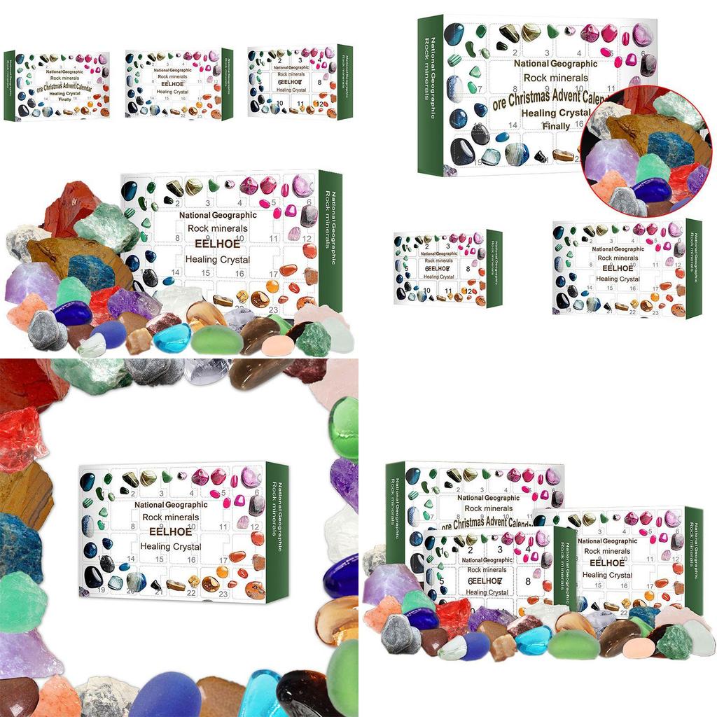 Christmas Advent Calendar For Kids With Healing Crystal Stones Gift Set**