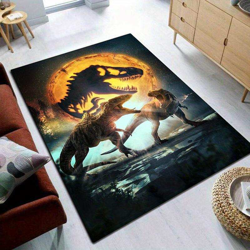 Jurassic Dinosaurs Pattern Area Rug - Polyester Crystal Velvet Non-Slip Protective Floor Mat for Home Decor,Bedroom,Machine Washable - Durab